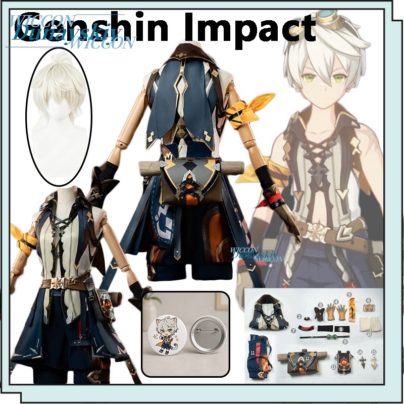 原神ベネットコスプレ衣装ウィッグ付きラウンドバッジピンゲーム - Anime Cosplay Merchandise のレビューと価格